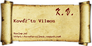 Kováts Vilmos névjegykártya